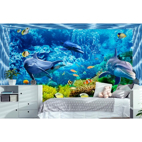 3D Фотообои  3Д Волшебный дельфинарий w-dec_7593