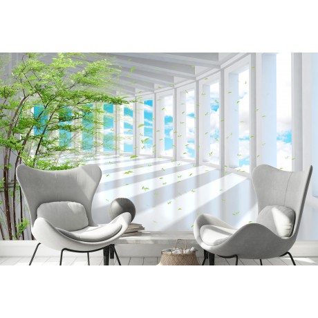 3D Фотообои  3Д Летний коридор w-50830