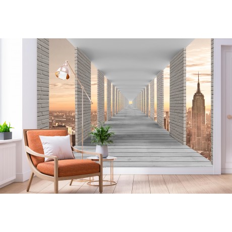 3D Фотообои  3Д Вечерний город w-36090